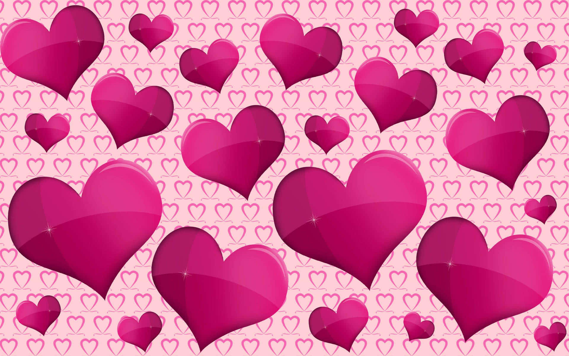 Bright and Glittery Pink Hearts Wallpaper