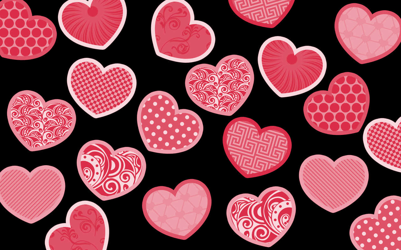 Cute Glitter Pink Hearts Pattern Wallpaper