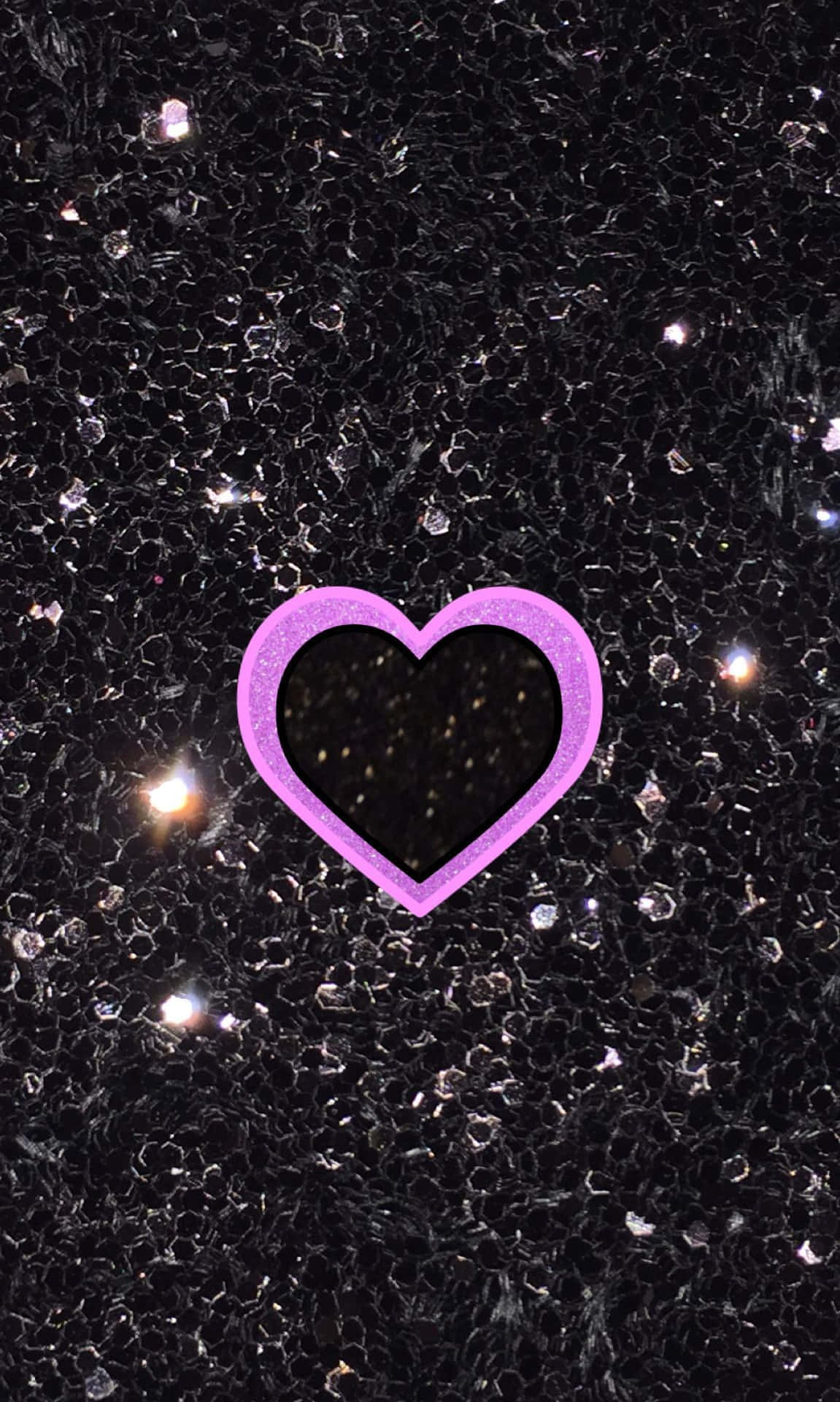 Glitter Pink Hearts Layer On Sparkly Black Wallpaper