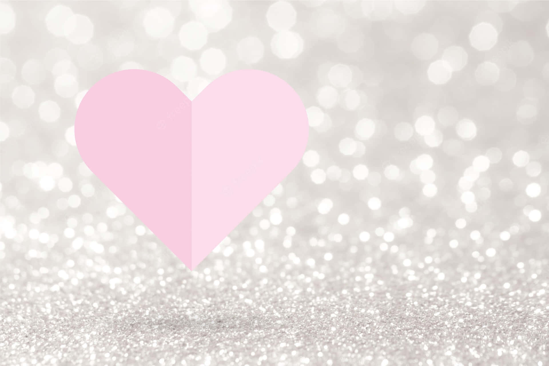 Silver Glitter Pink Hearts Wallpaper