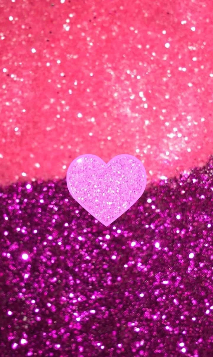 Sparkly Aesthetic Glitter Pink Hearts Wallpaper