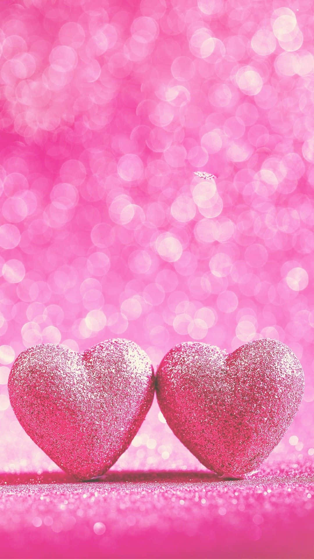 Captivating Glitter Pink Hearts Wallpaper