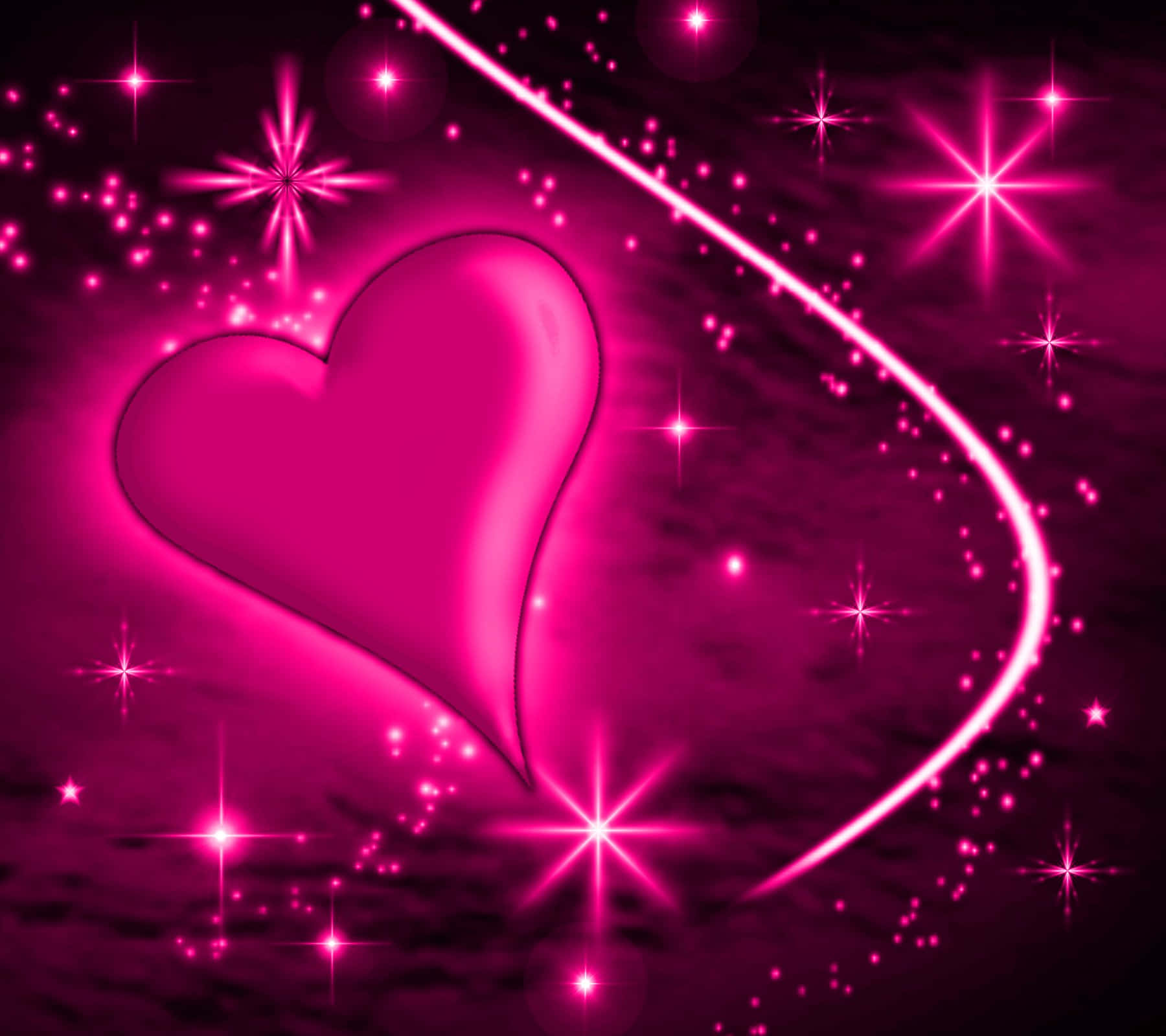 Glitter Pink Hearts On Black Wallpaper