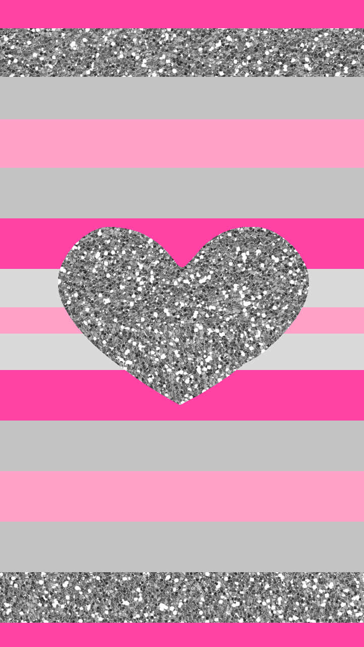 Glittery Pink Hearts Sparkle Magically Wallpaper