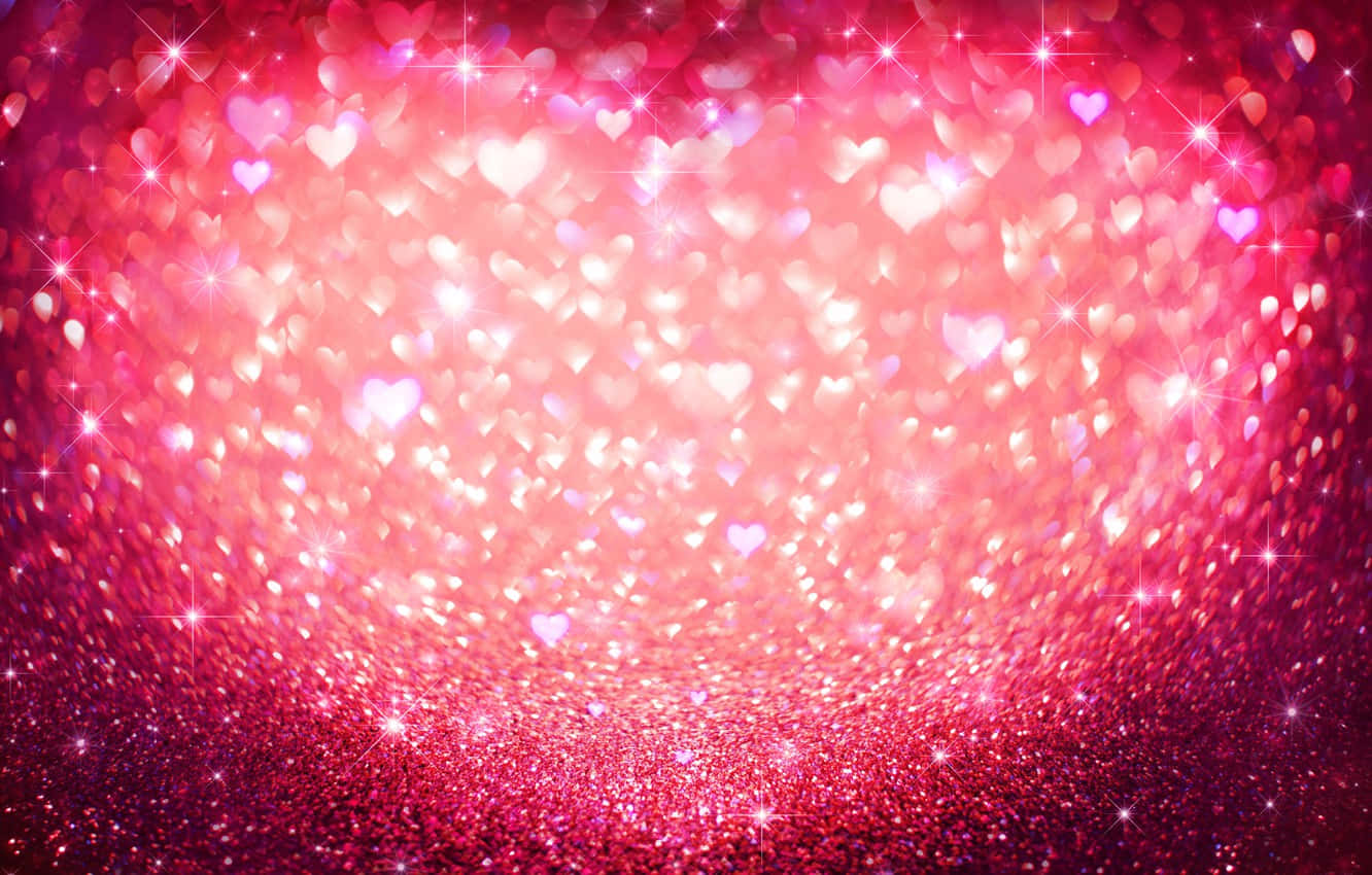 Dazzling Iridescent Glitter Pink Hearts Wallpaper