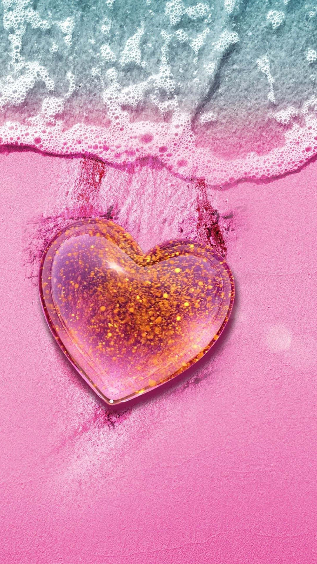 Take the leap and express your love with glimmering pink hearts! Wallpaper