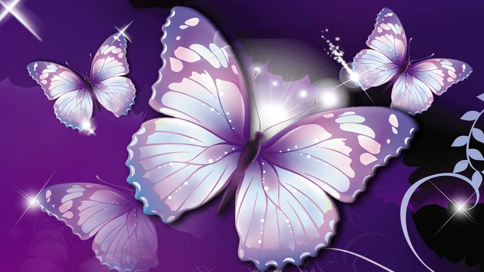 Glitter Purple Butterfly Wallpaper