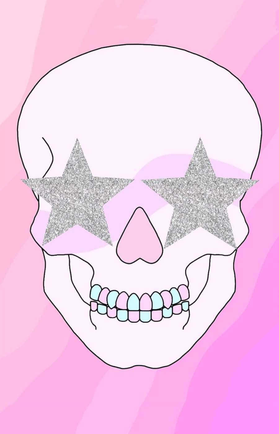 Glitter Star Eyed Skull Graphic Wallpaper