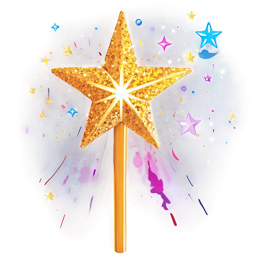 Glitter Star Wand Png 06132024 PNG