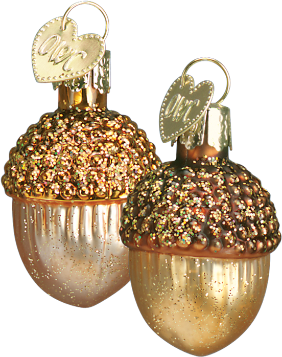 Glittering Acorn Ornaments PNG