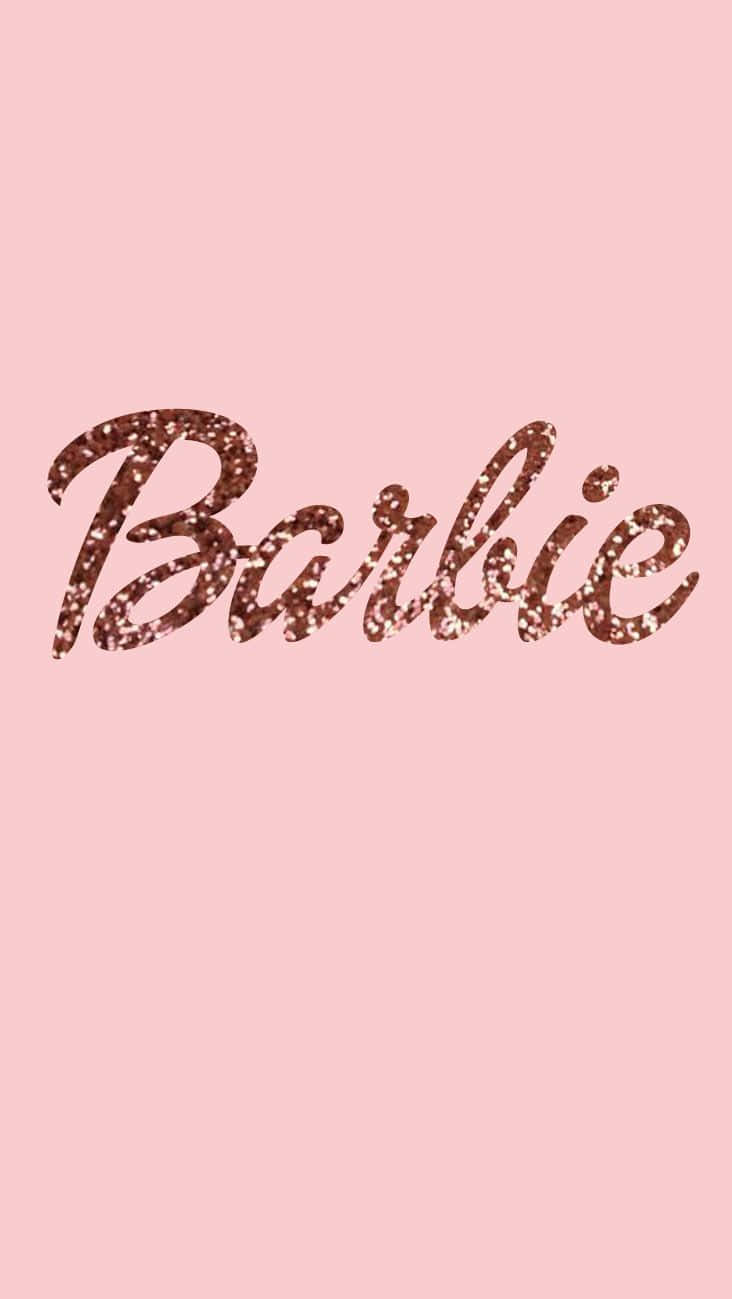Glittering Barbie Logo Pink Background Wallpaper