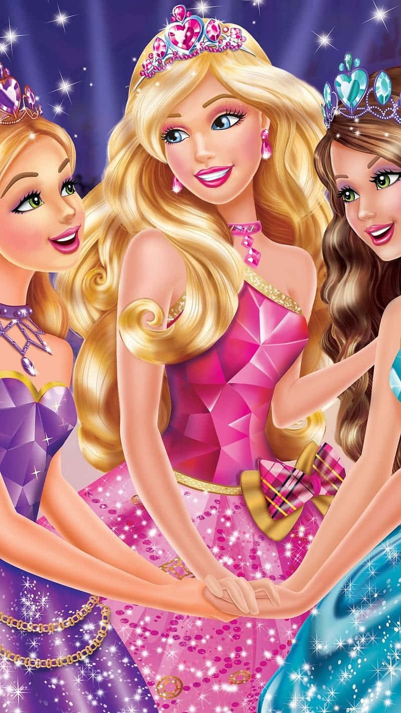 Glittering Barbie Princesses Friendship Wallpaper