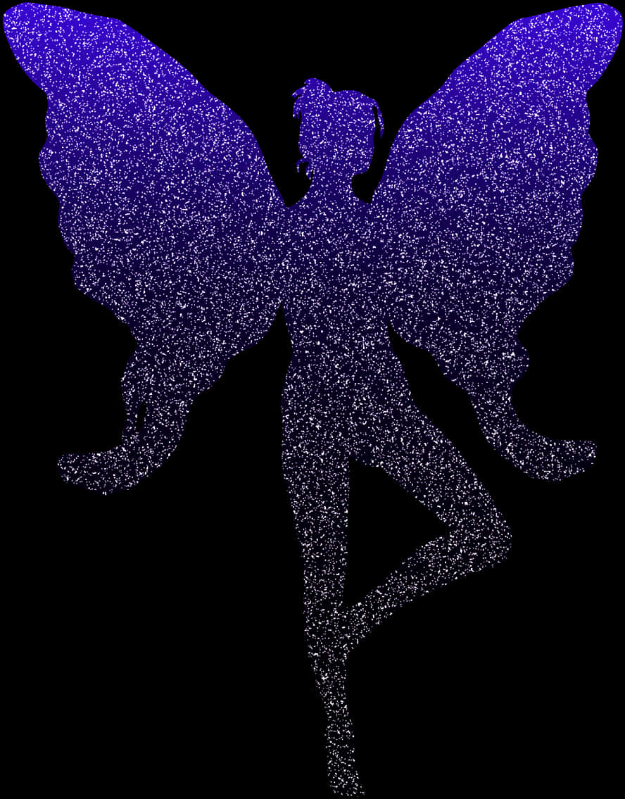 Glittering Blue Fairy Silhouette PNG
