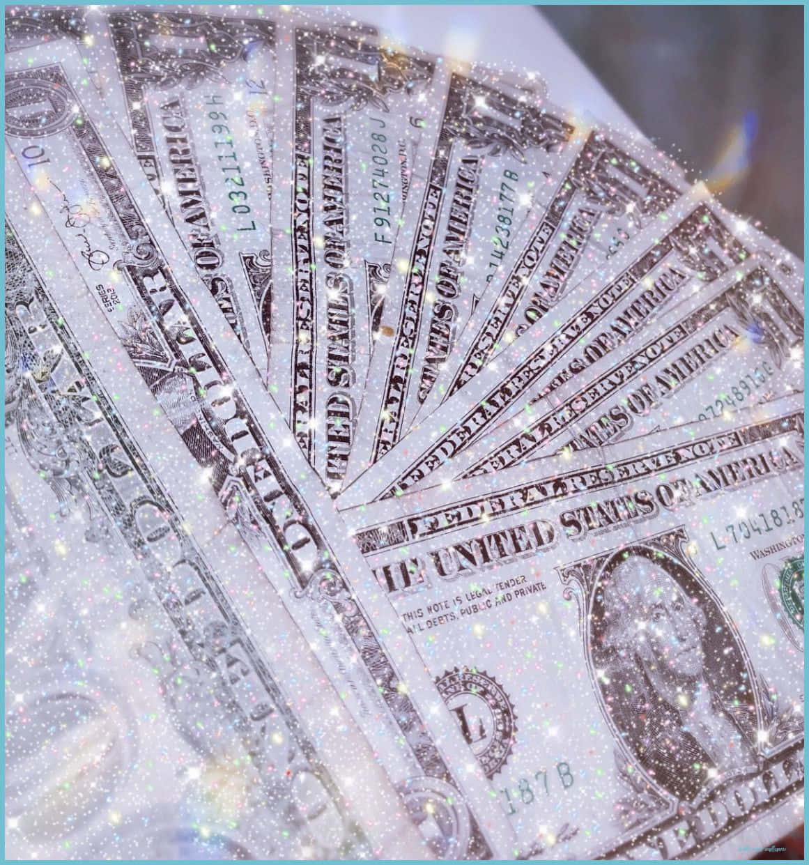 Glittering Dollar Bills Sparkle Wallpaper