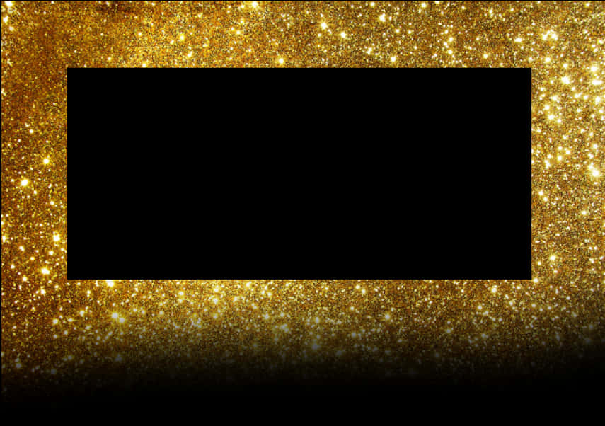 Glittering Gold Frameon Black Background PNG