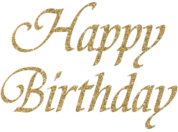Glittering Gold Happy Birthday Text PNG