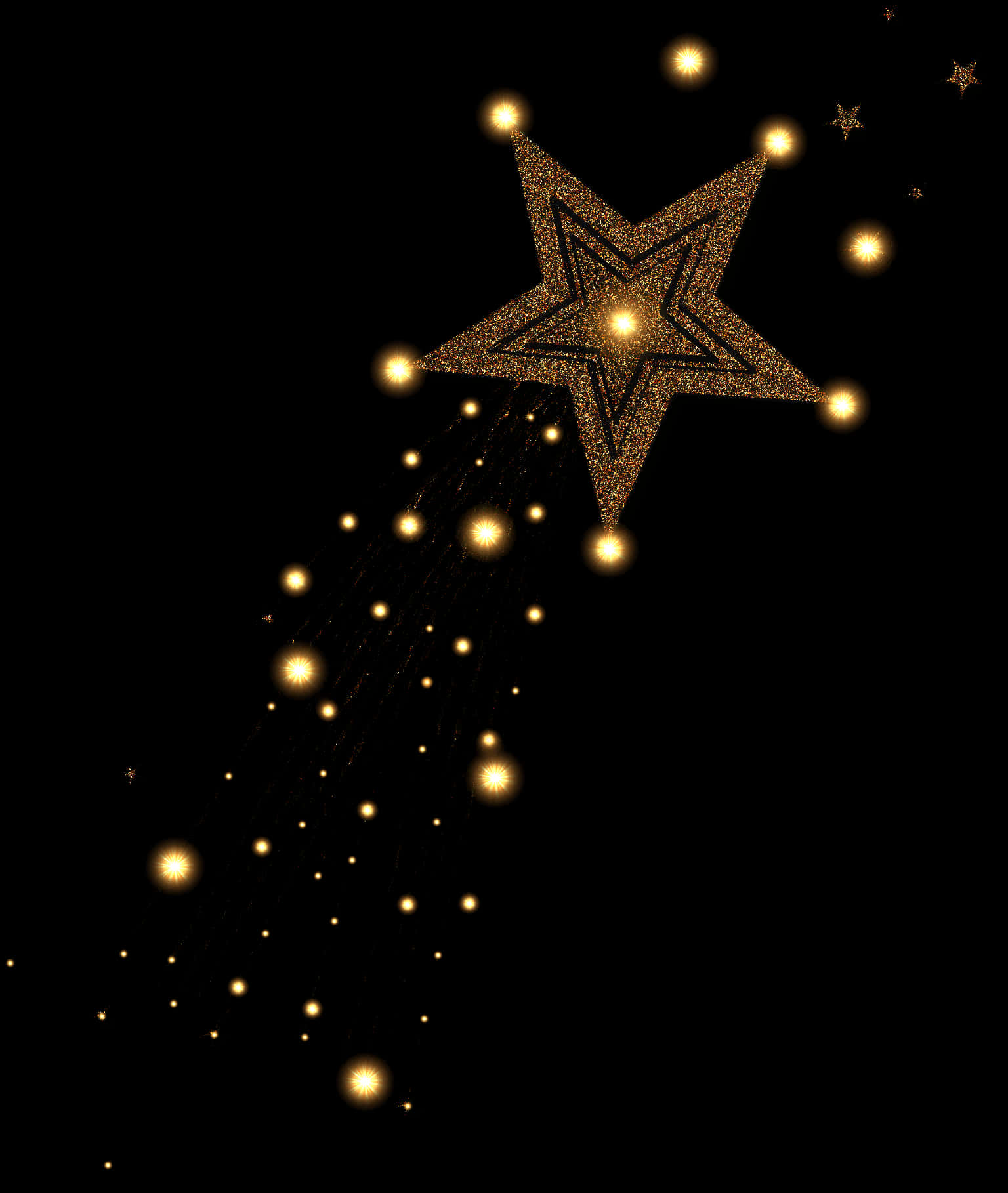 Glittering Golden Star Falling Sparkles PNG