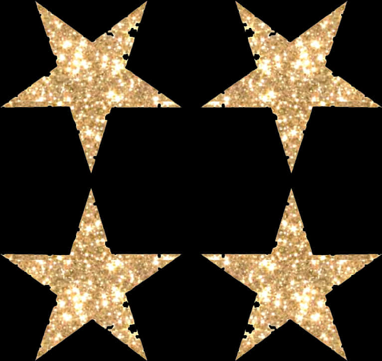 Glittering Golden Stars Pattern PNG