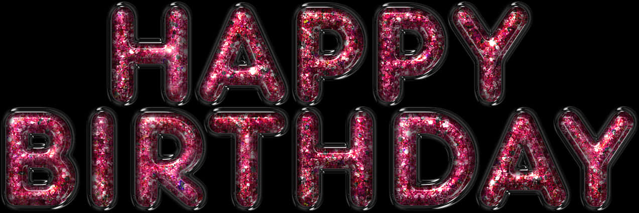 Glittering Happy Birthday Text PNG