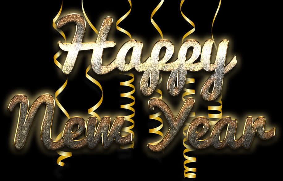 Glittering Happy New Year Celebration PNG