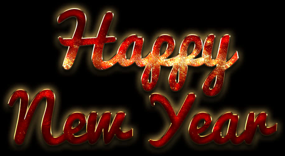 Glittering Happy New Year Text PNG