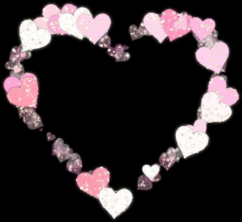 Glittering Heart Shape Frame PNG