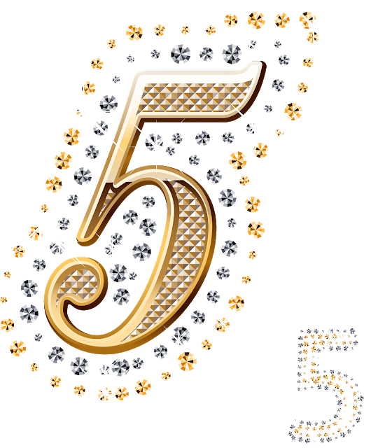 Glittering Number5 Snowflakes PNG