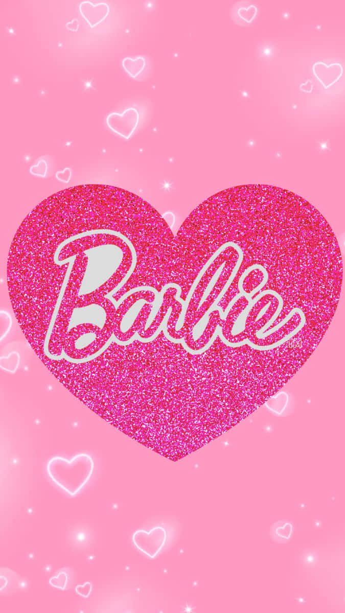 Glittering Pink Barbie Heart Wallpaper