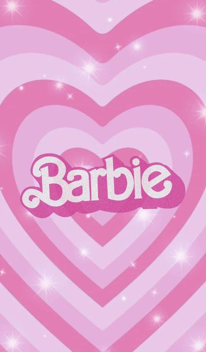 Glittering Pink Barbie Heart Graphic Wallpaper
