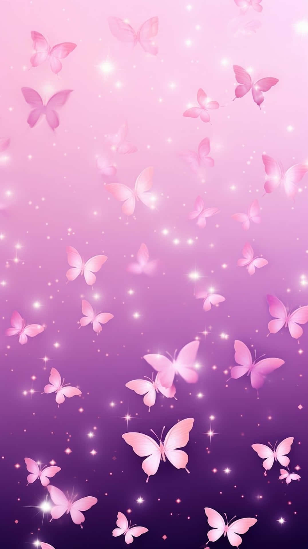 Glittering Pink Butterflies Background Wallpaper