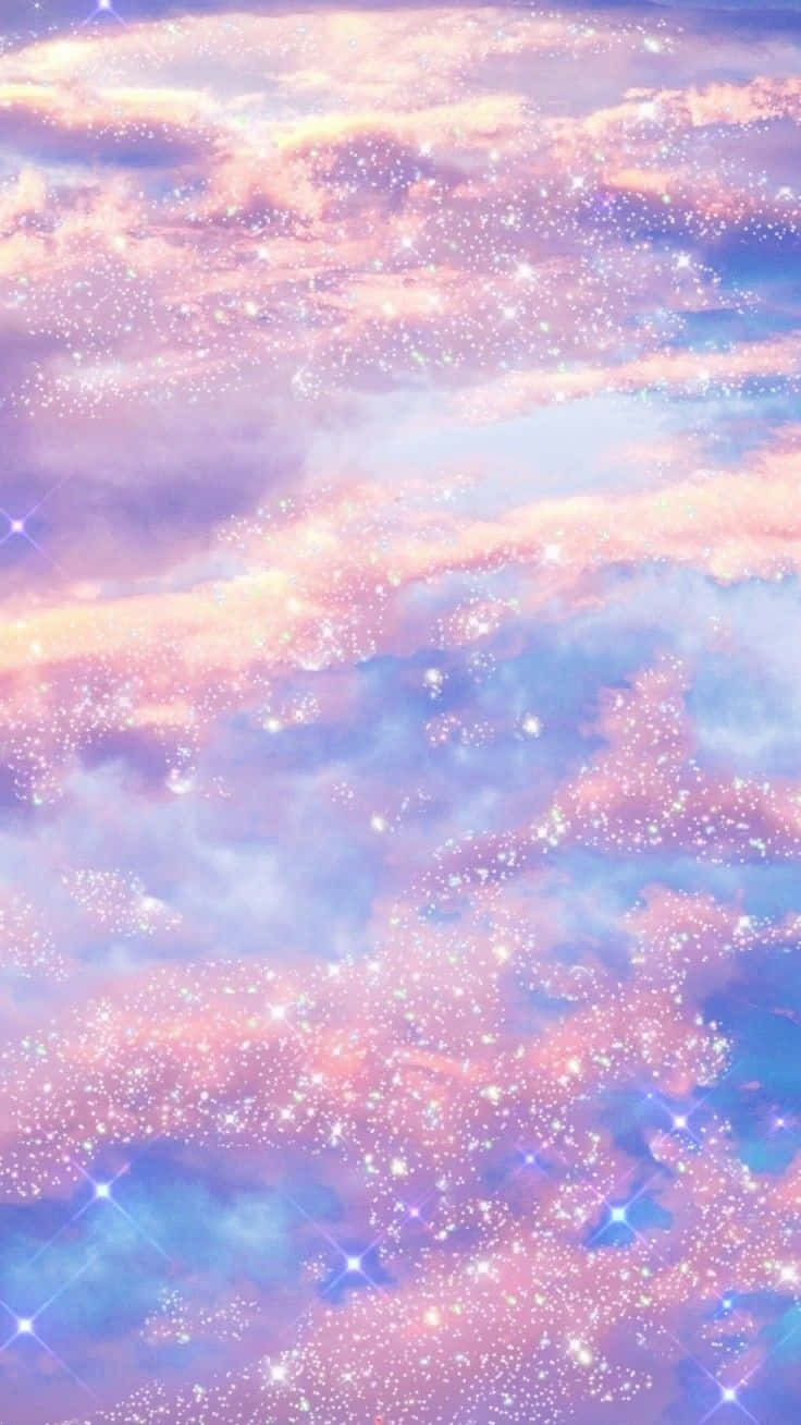 Glittering Pink Clouds Aesthetic Wallpaper