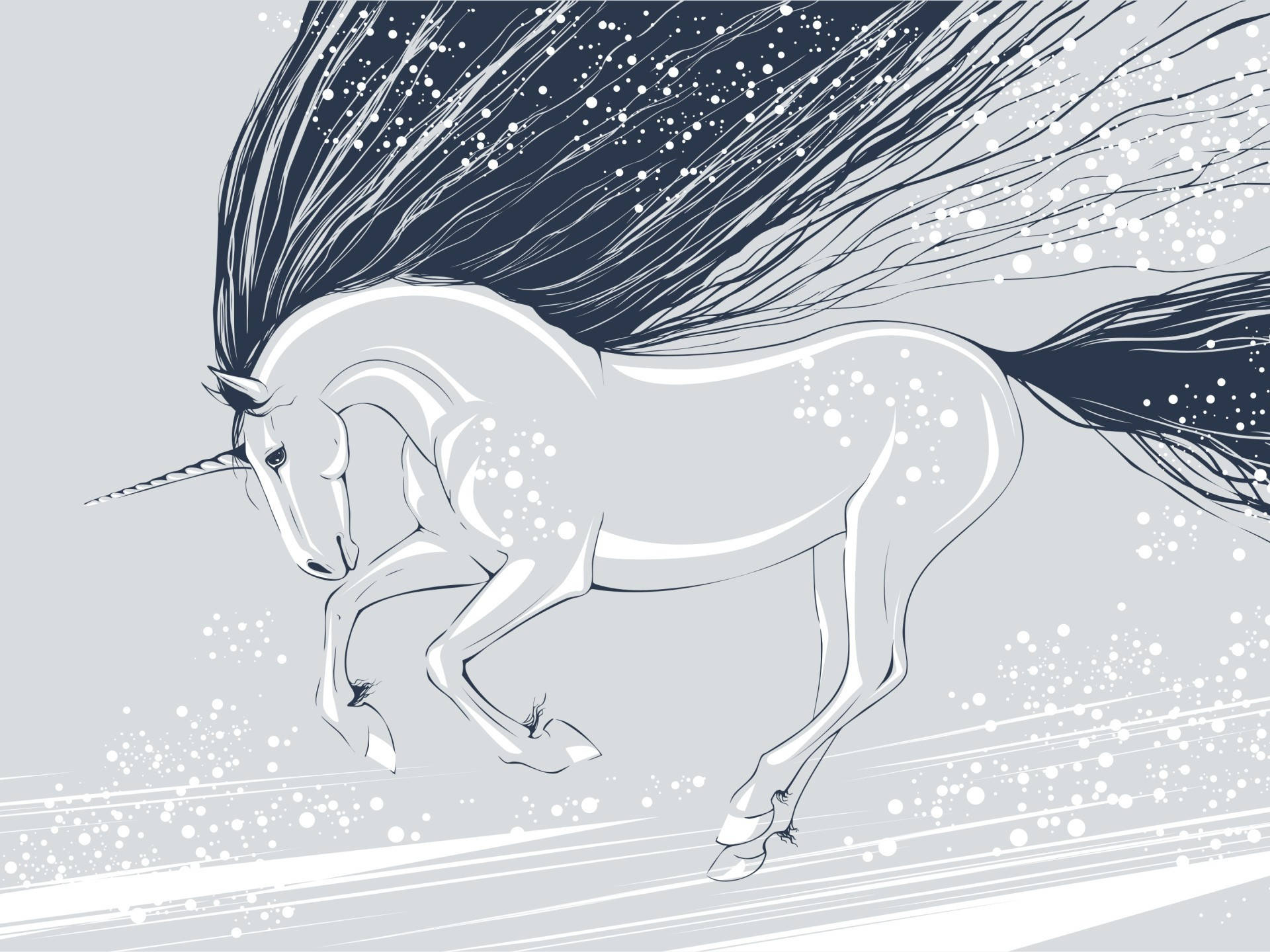 Glittering Pretty Unicorn Drawing Wallpaper