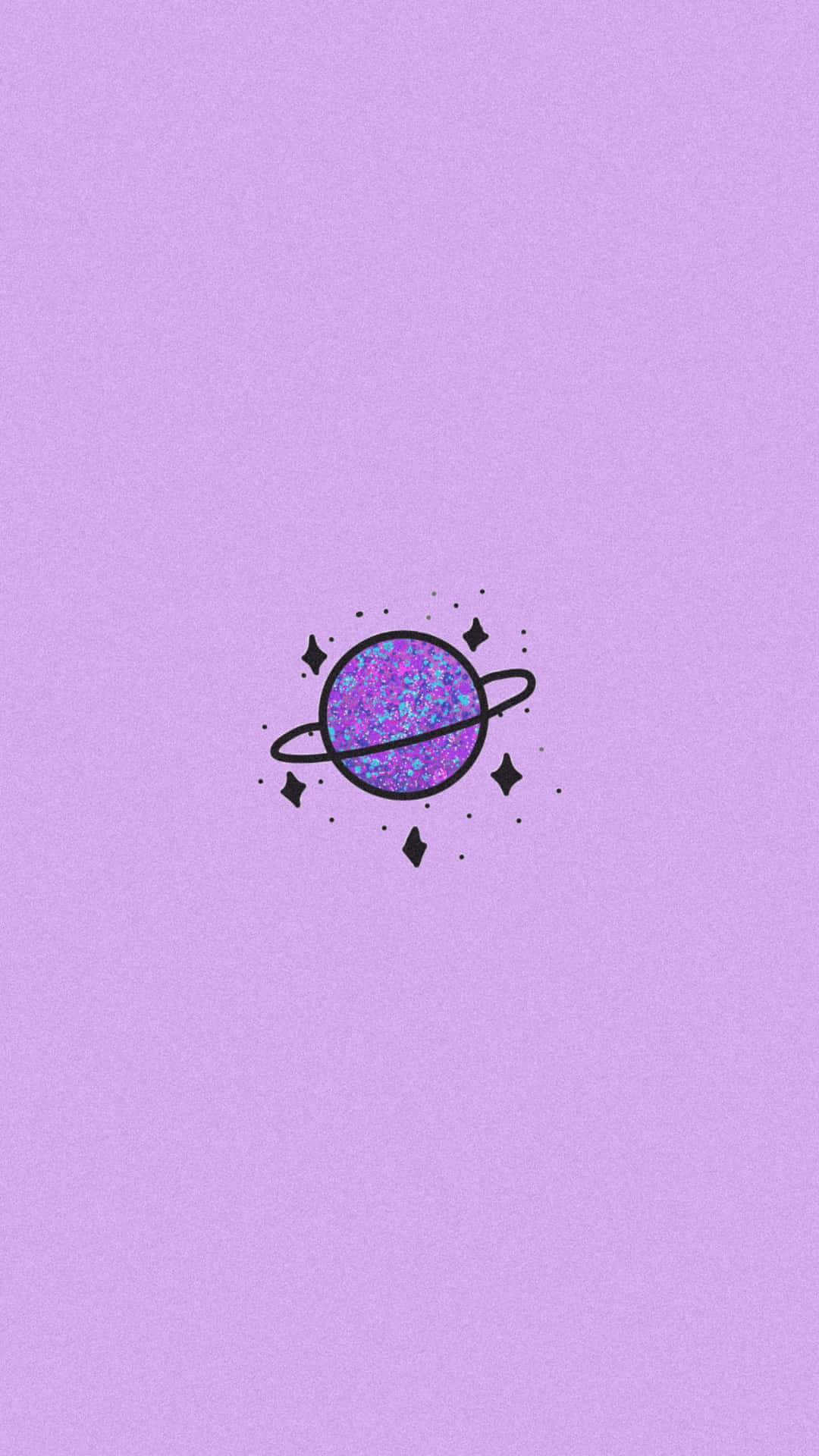 Glittering Purple Planet Illustration Wallpaper