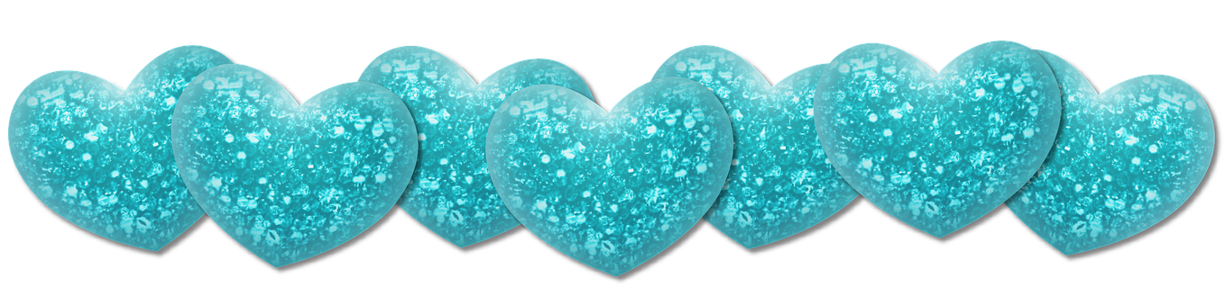Glittering Teal Hearts Pattern PNG