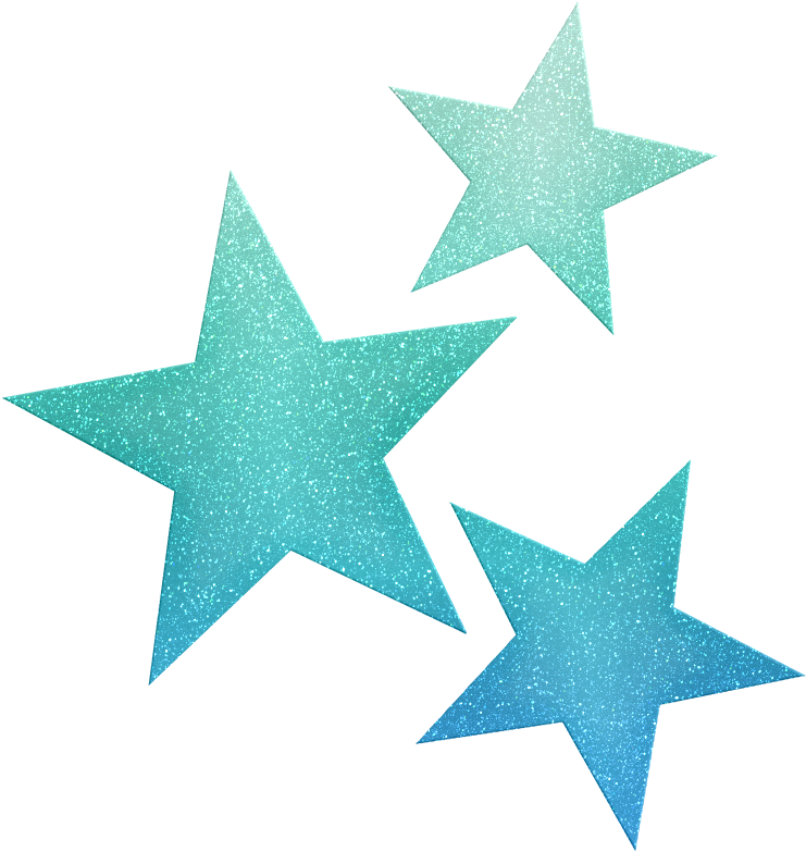 Glittering Teal Stars PNG