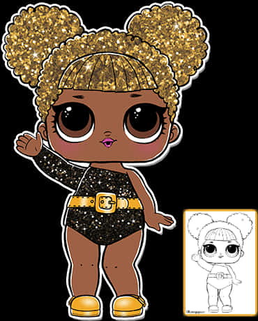 Glittery Animated Character PNG
