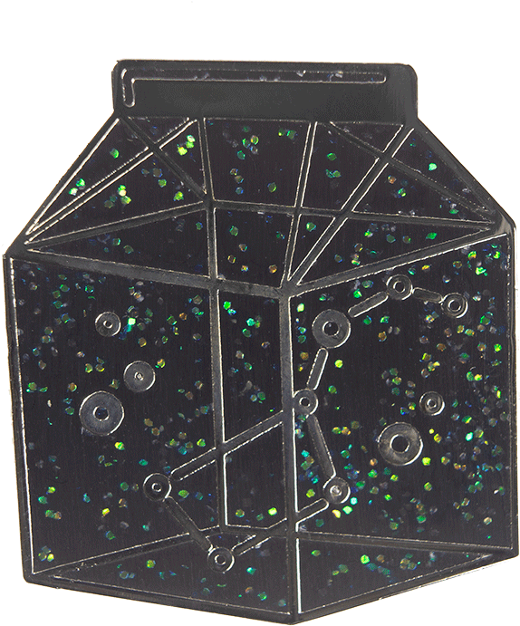 Glittery Black Milk Carton Pin PNG