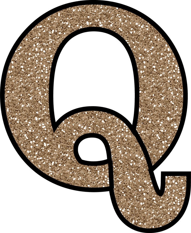 Glittery Bronze Letter Q PNG