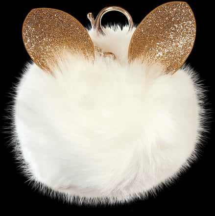 Glittery Ears Furry Pom Pom Keychain PNG