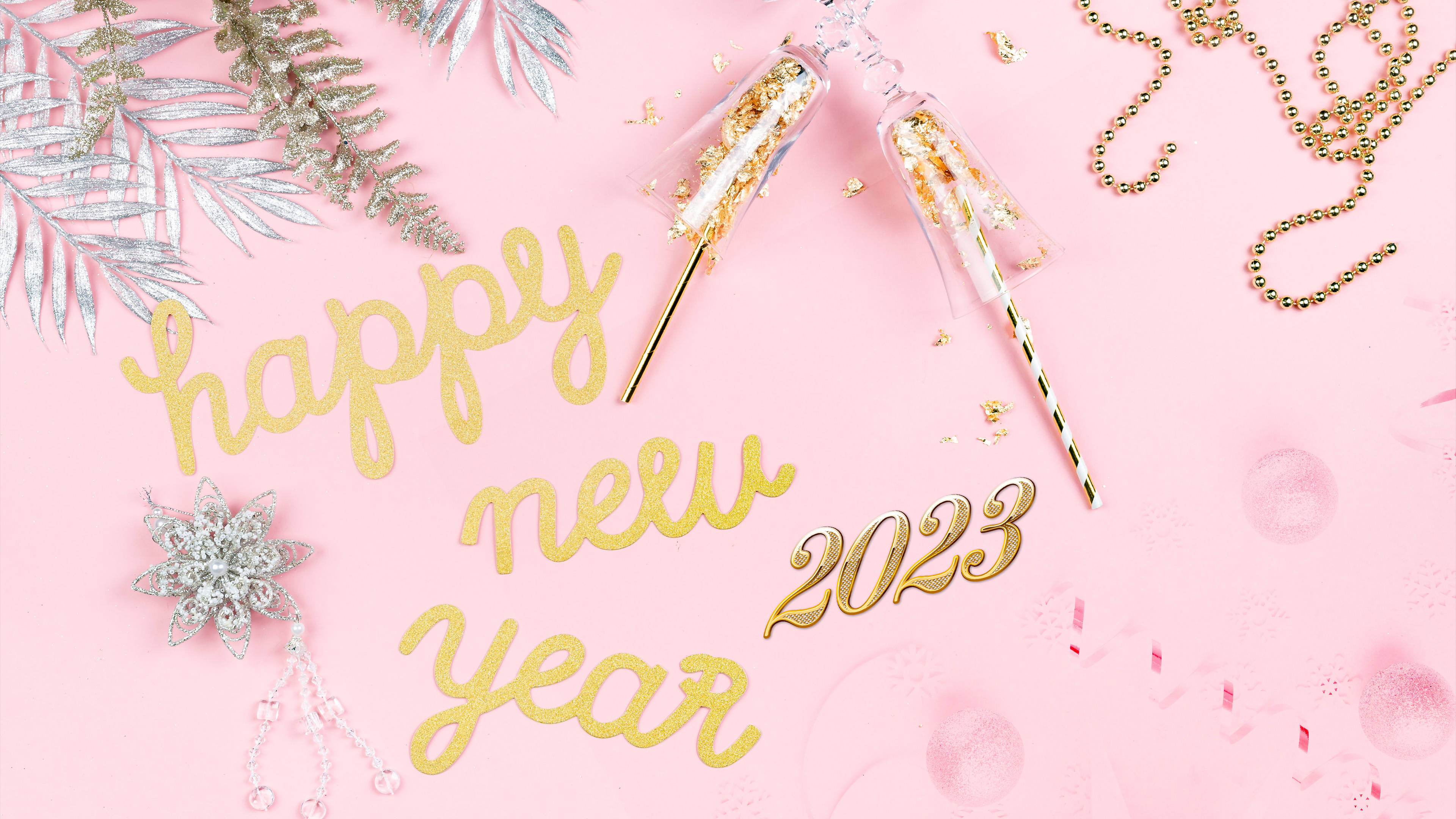 Glittery Gold Happy New Year 2023 Wallpaper