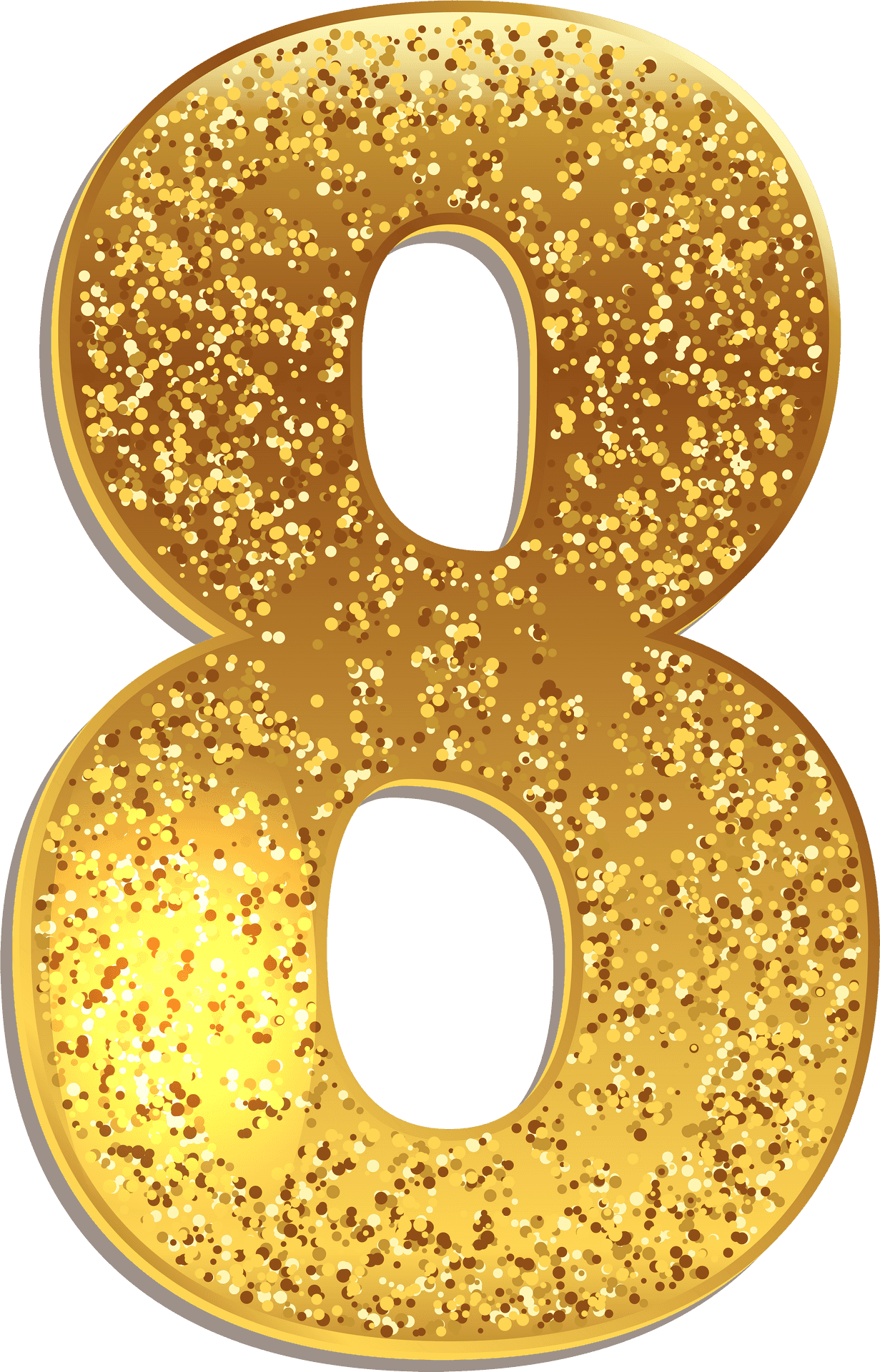 Glittery Gold Number8 PNG