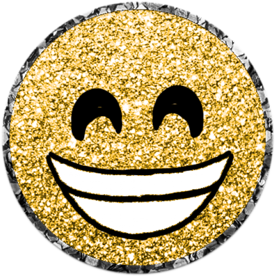 Glittery Gold Smiley Face Emoji.png PNG