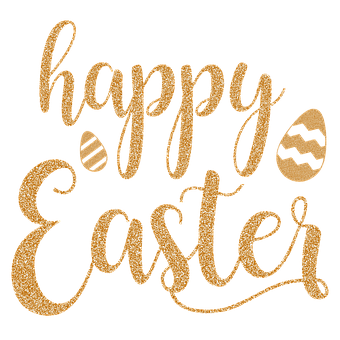 Glittery Happy Easter Greeting PNG