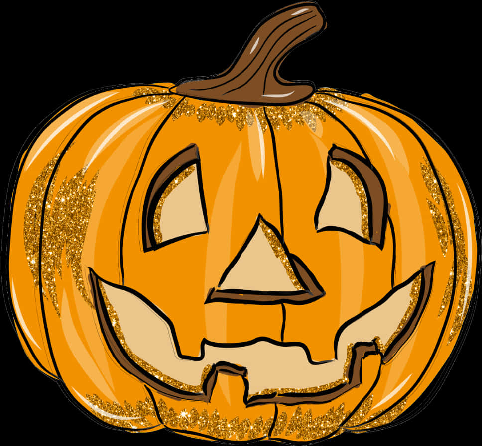 Glittery Jack O Lantern Graphic PNG