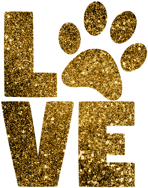 Glittery Love Paw Graphic PNG