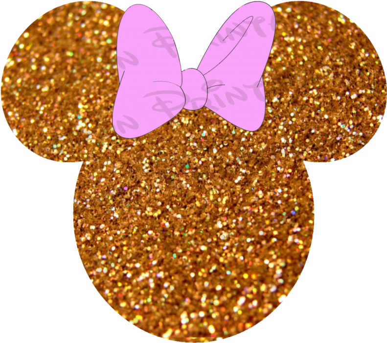 Glittery Mickey Mouse Headwith Pink Bow PNG