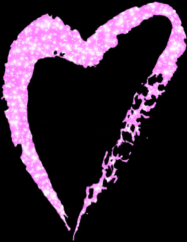 Glittery Pink Heart Outline PNG