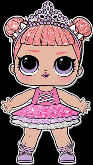 Glittery Pink L O L Doll PNG
