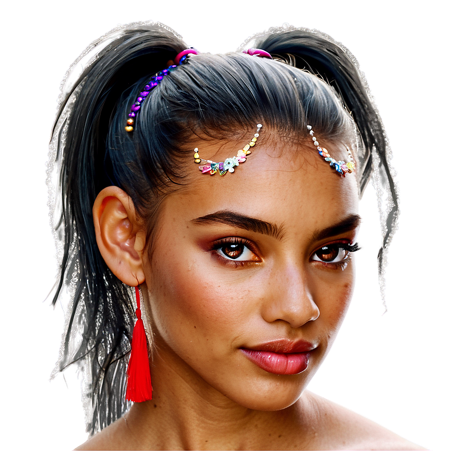 Glittery Ponytail Accent Png 06262024 PNG