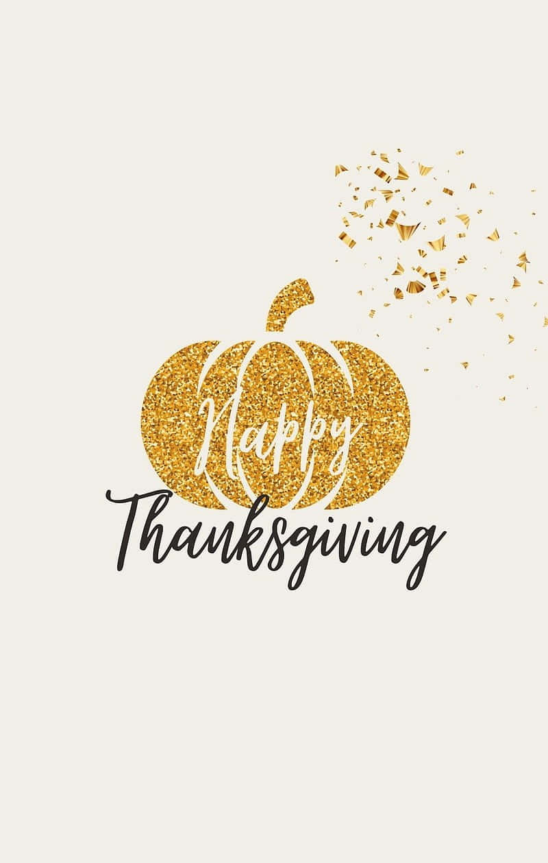 Glittery Pumpkin Happy Thanksgiving Graphic Wallpaper